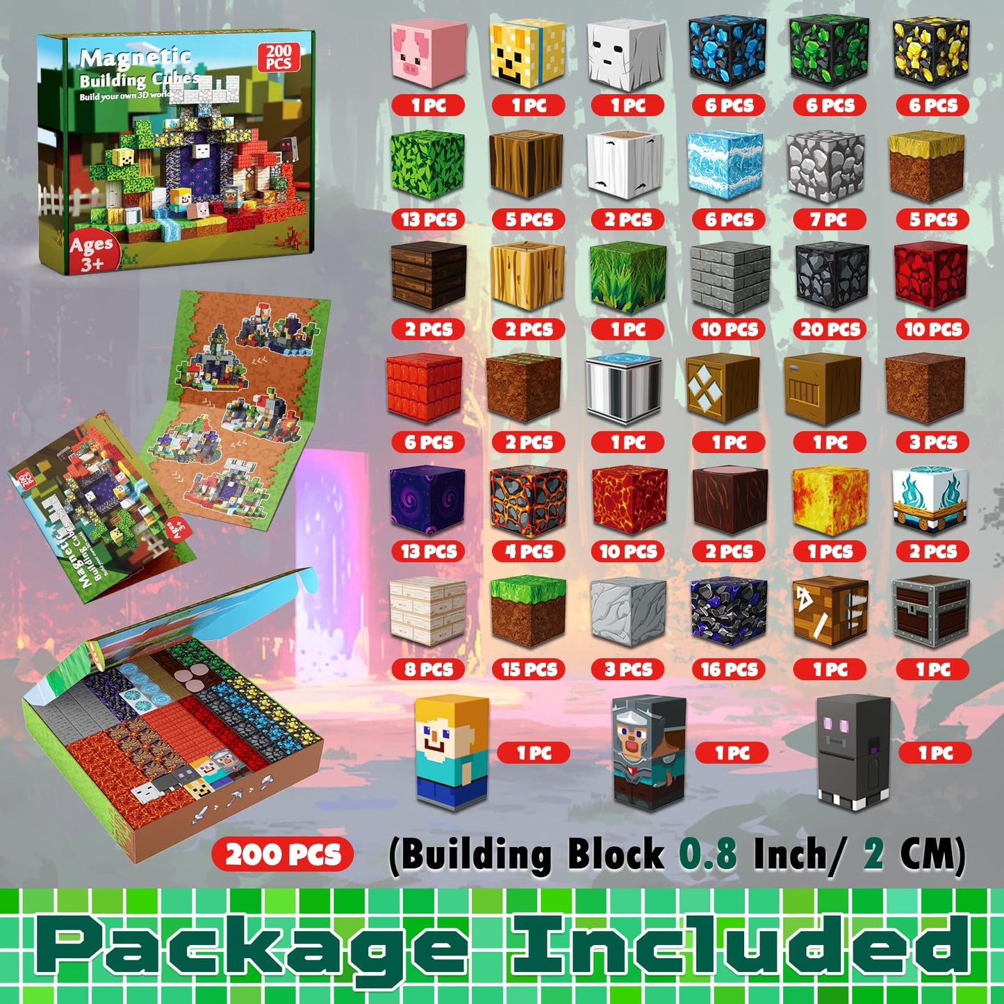 Magneverse 200 PCS 0.8in Magnetic Blocks – Portal Theme STEM Toy for 3+