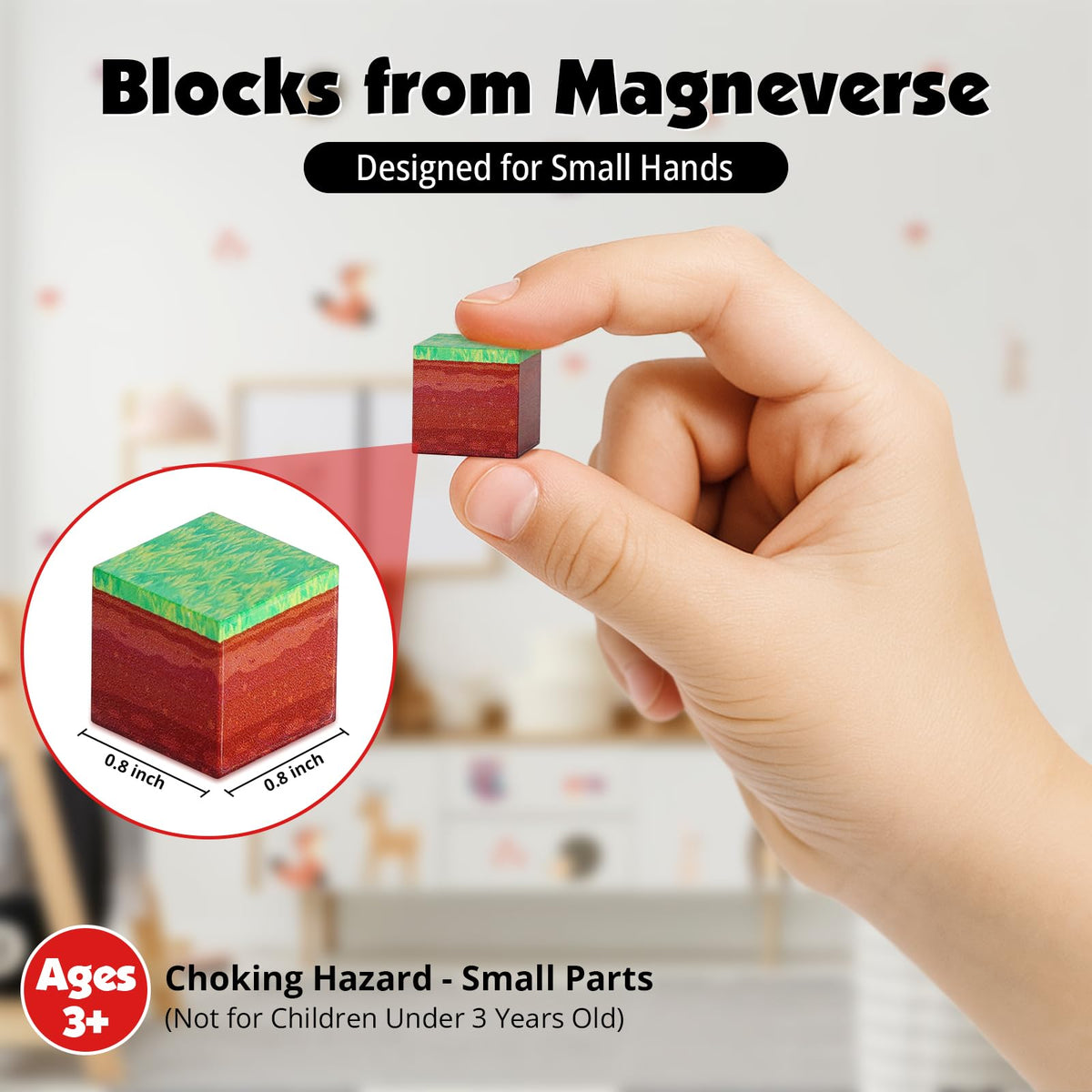 Magneverse 150 Pcs 0.8in Magnetic Blocks with 24 Light Blocks | Creative Magnetic Building Toys for Kids 3+