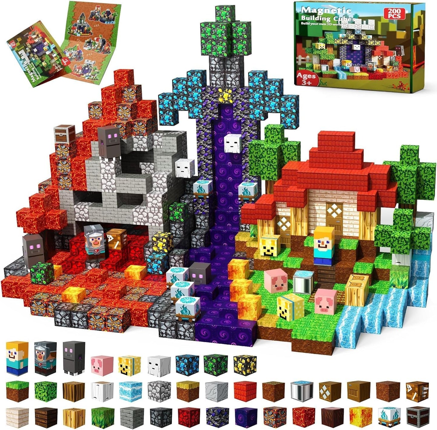 Magneverse 200 PCS 0.8in Magnetic Blocks – Portal Theme STEM Toy for 3+
