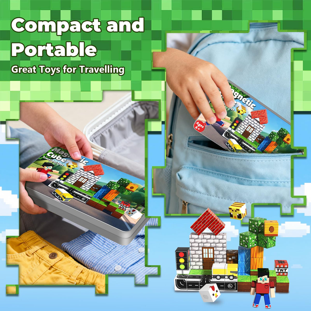 Magneverse 45 Pcs Travel Magnetic Blocks – Portable Magnetic Building Toys for Kids 4-8