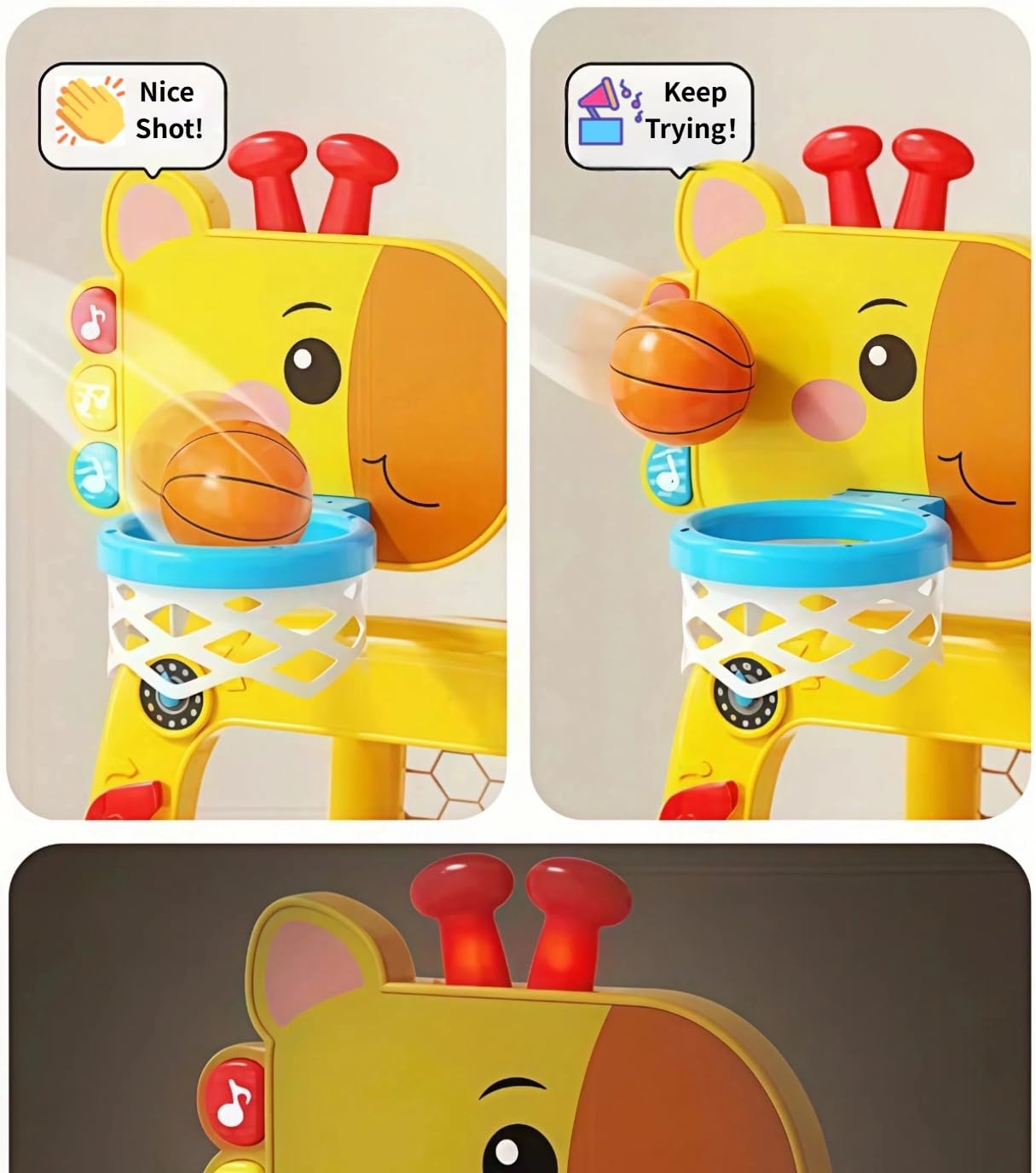 MAGTHIC 4-in-1 Toddler Sports Playset – Giraffe Activity Center for 1-3 Years (Yellow)
