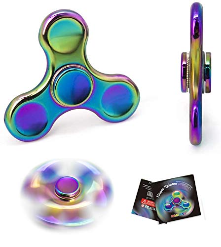 MAGTiMES Rainbow Fidget Spinner - Stainless Steel, Long Spin, Colorful Rainbow Effect