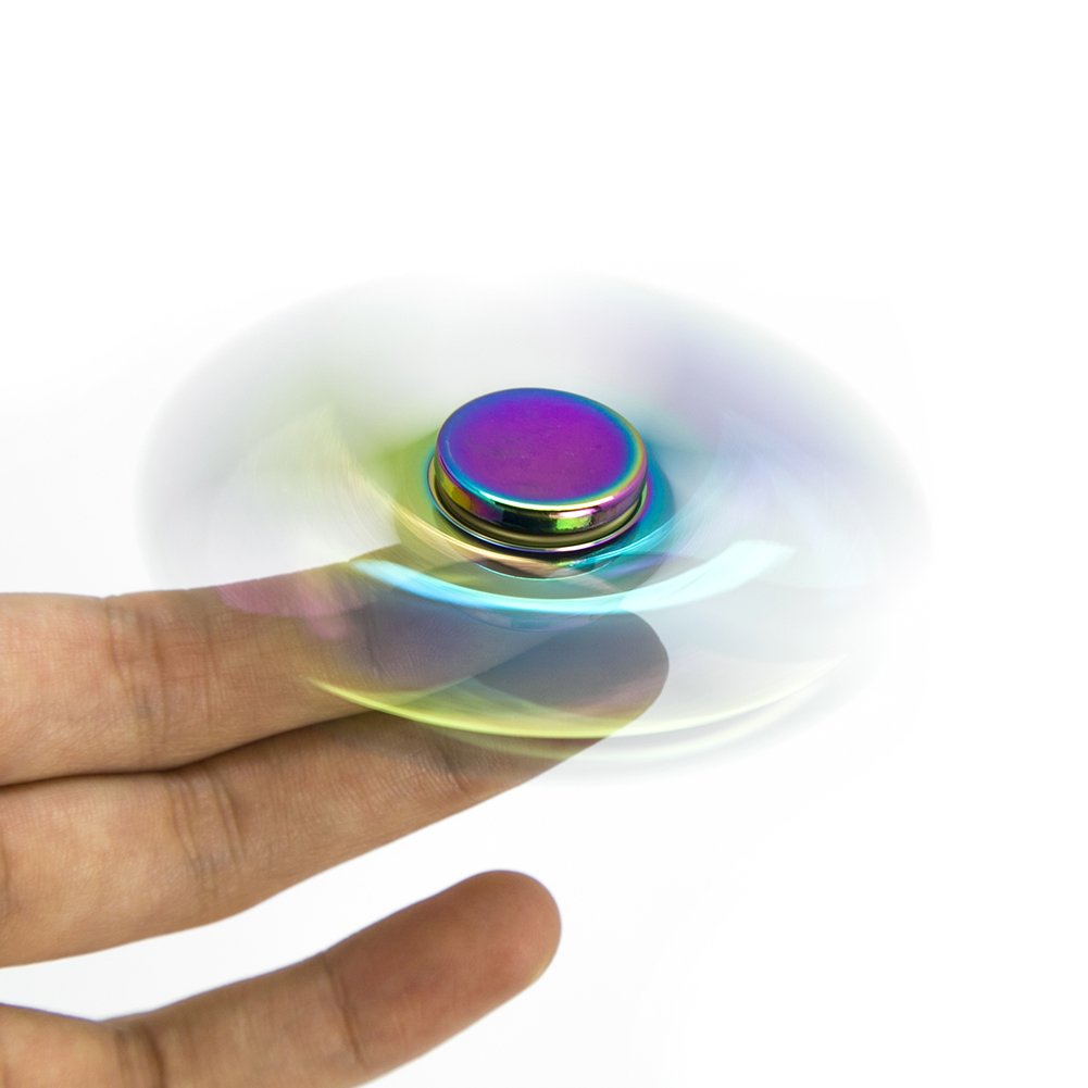MAGTiMES Rainbow Fidget Spinner - Stainless Steel, Long Spin, Colorful Rainbow Effect