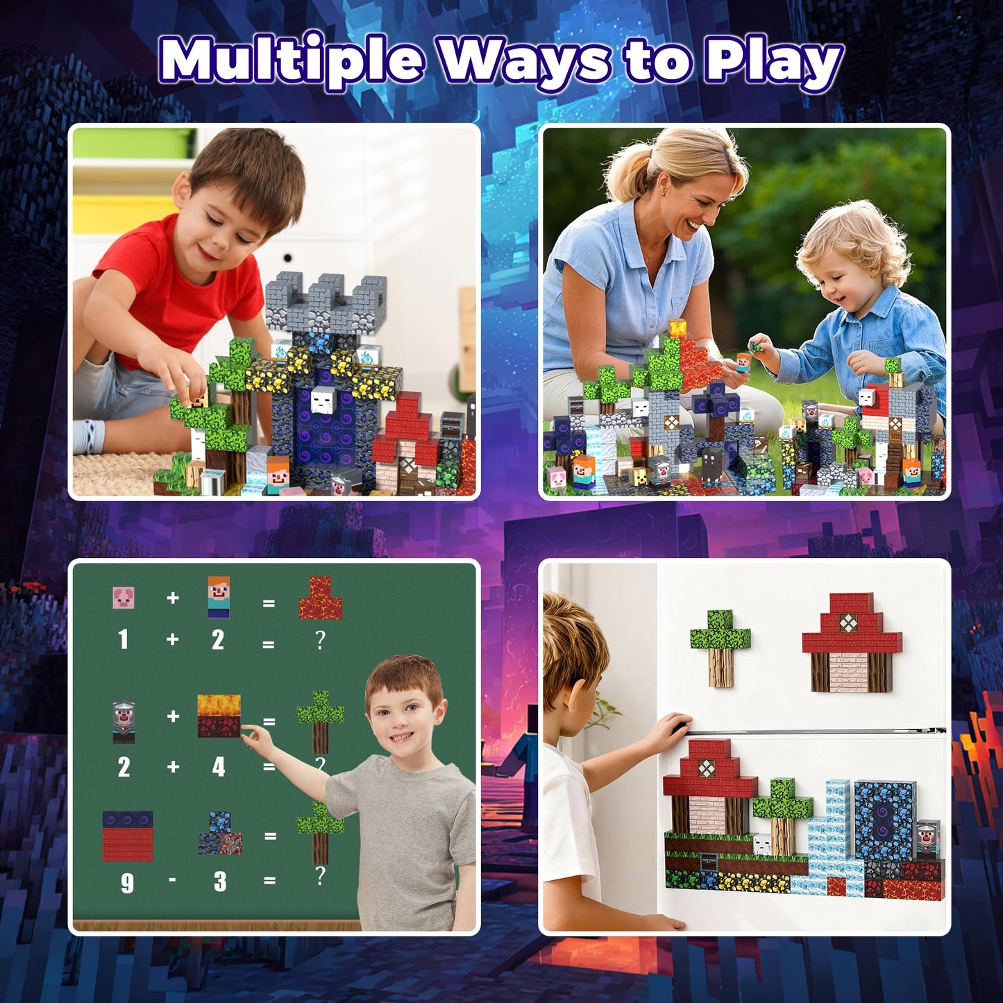 Magtocore Magnetic Blocks 200 PCS - 0.8in, Forest, Portal & Castle STEM Magnet Toys for Kids 3+