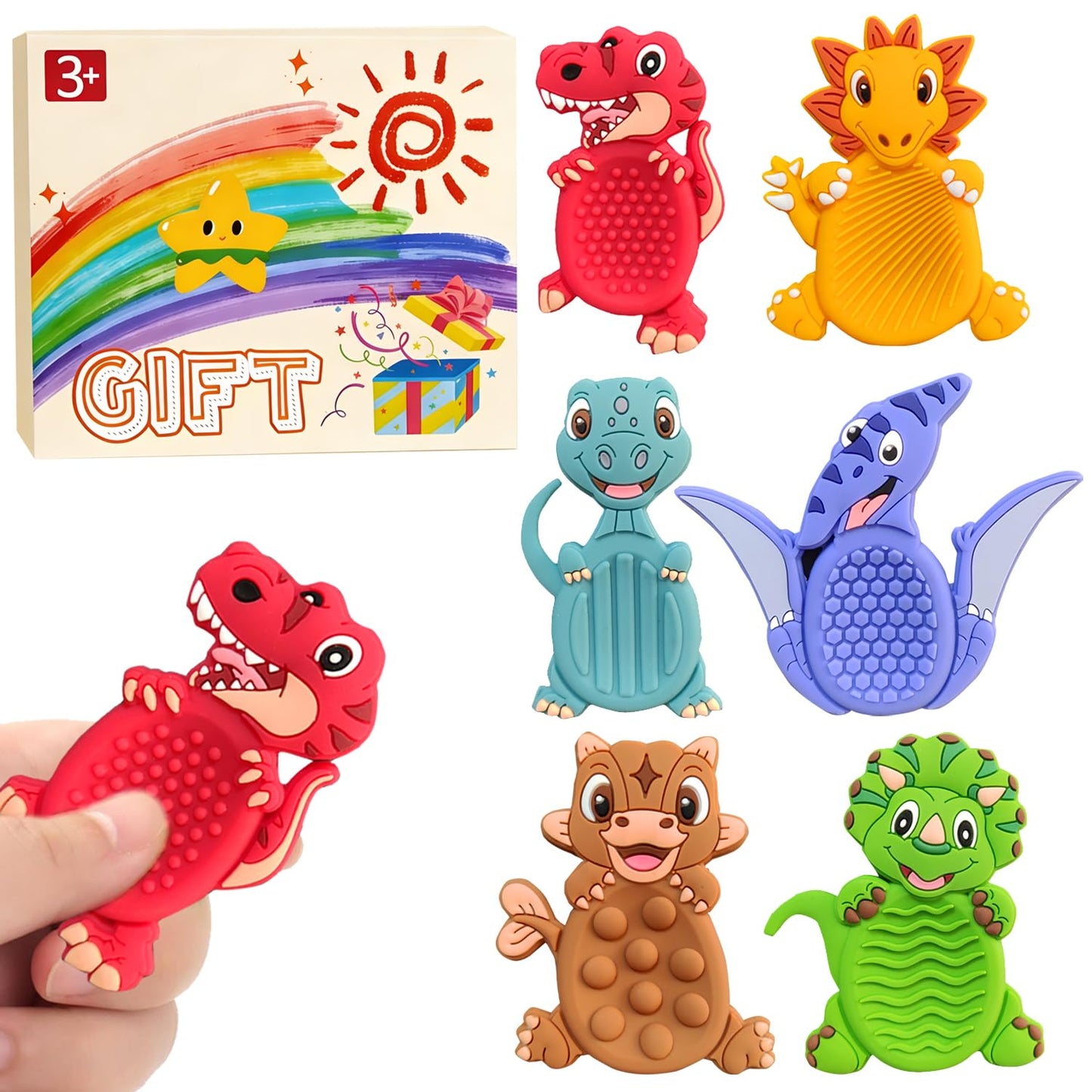 MAHMLOW Valentines Day Gifts for Kids: 6pc Dinosaur Easter Basket Stuffers