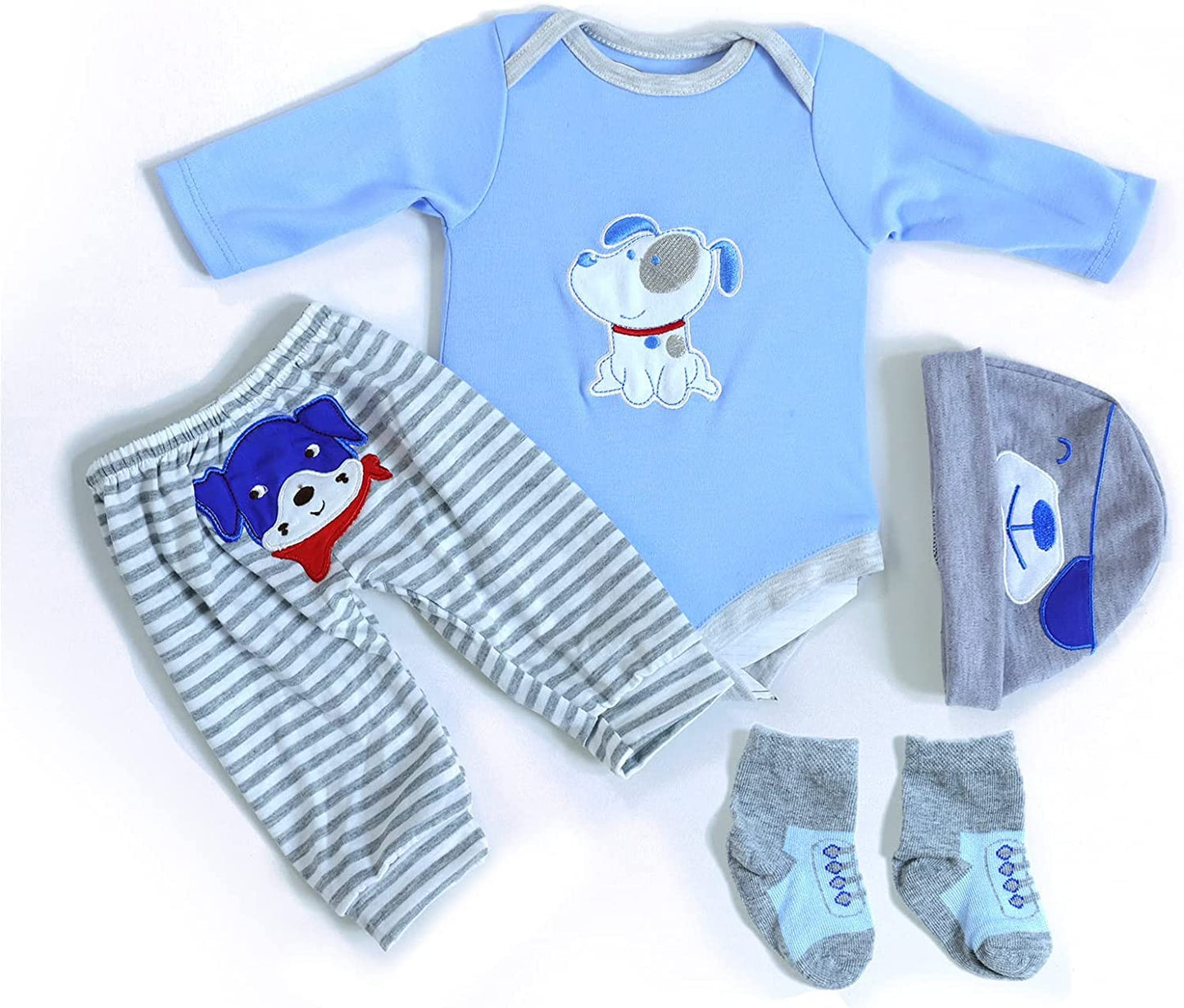 MAIHAO Reborn Doll Clothes Set for 17-22 Inch Boy Dolls — Puppy Pattern 4pcs