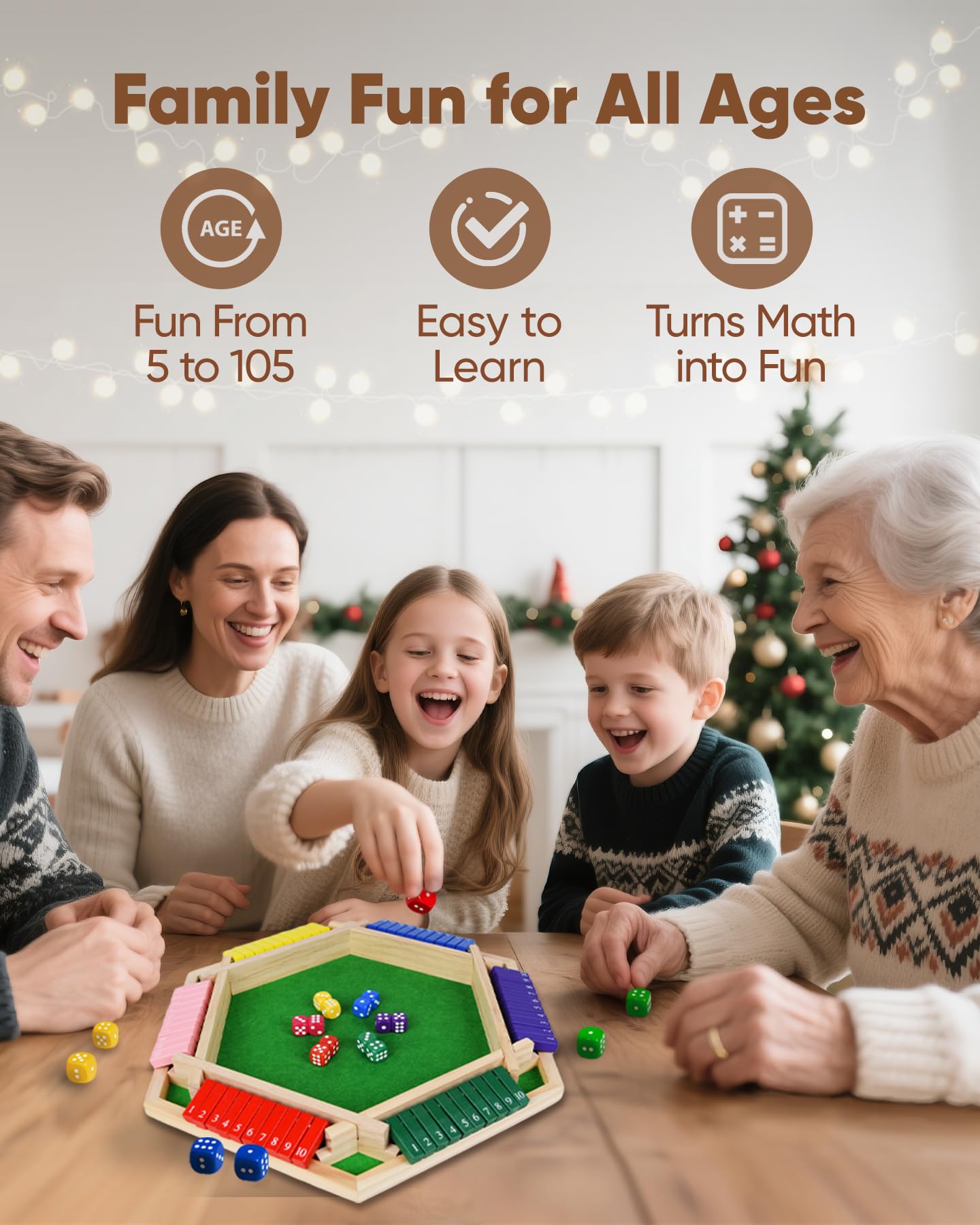 Maiji Planet Original Classic Shut The Box – 2-6 Players | Family Math Dice Game