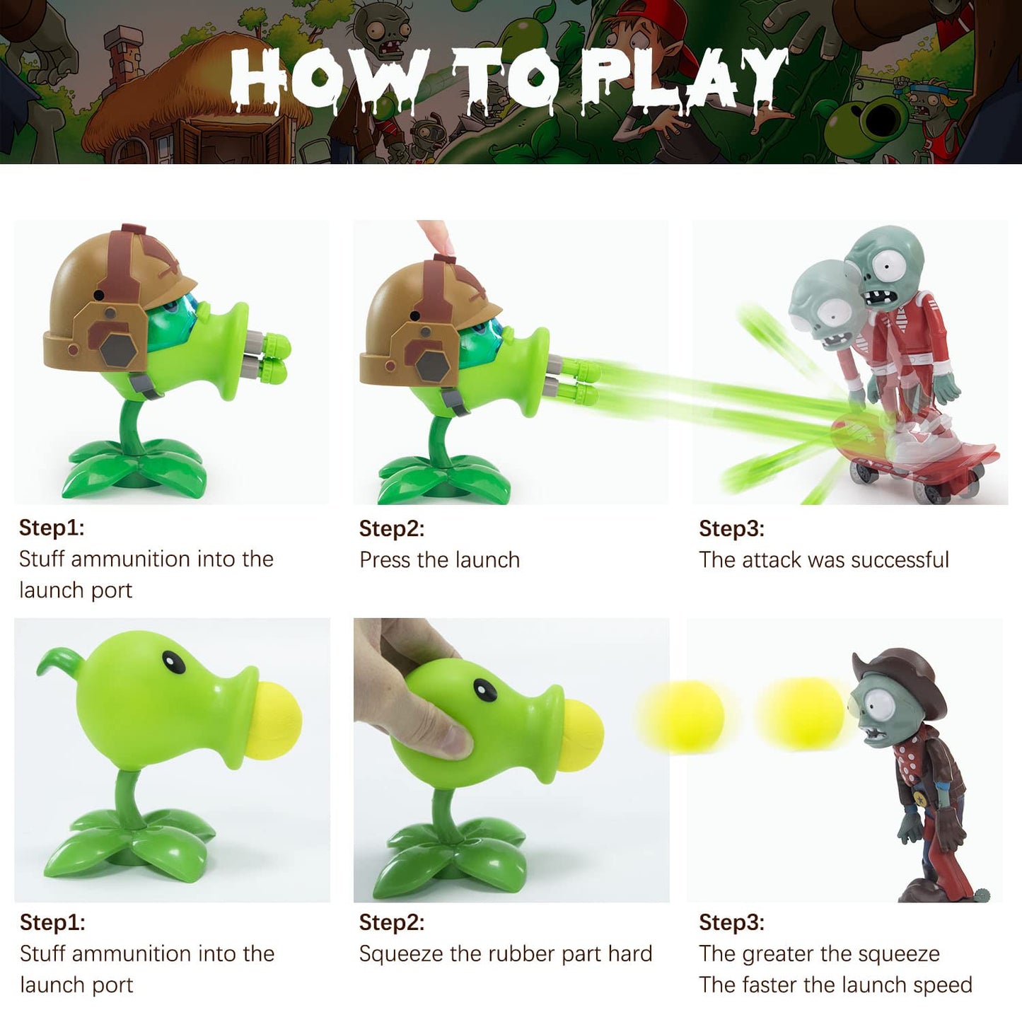 Maikerry PVZ 7pcs Figurines Set with Battlefield Map – PVC Plants Toys for Kids