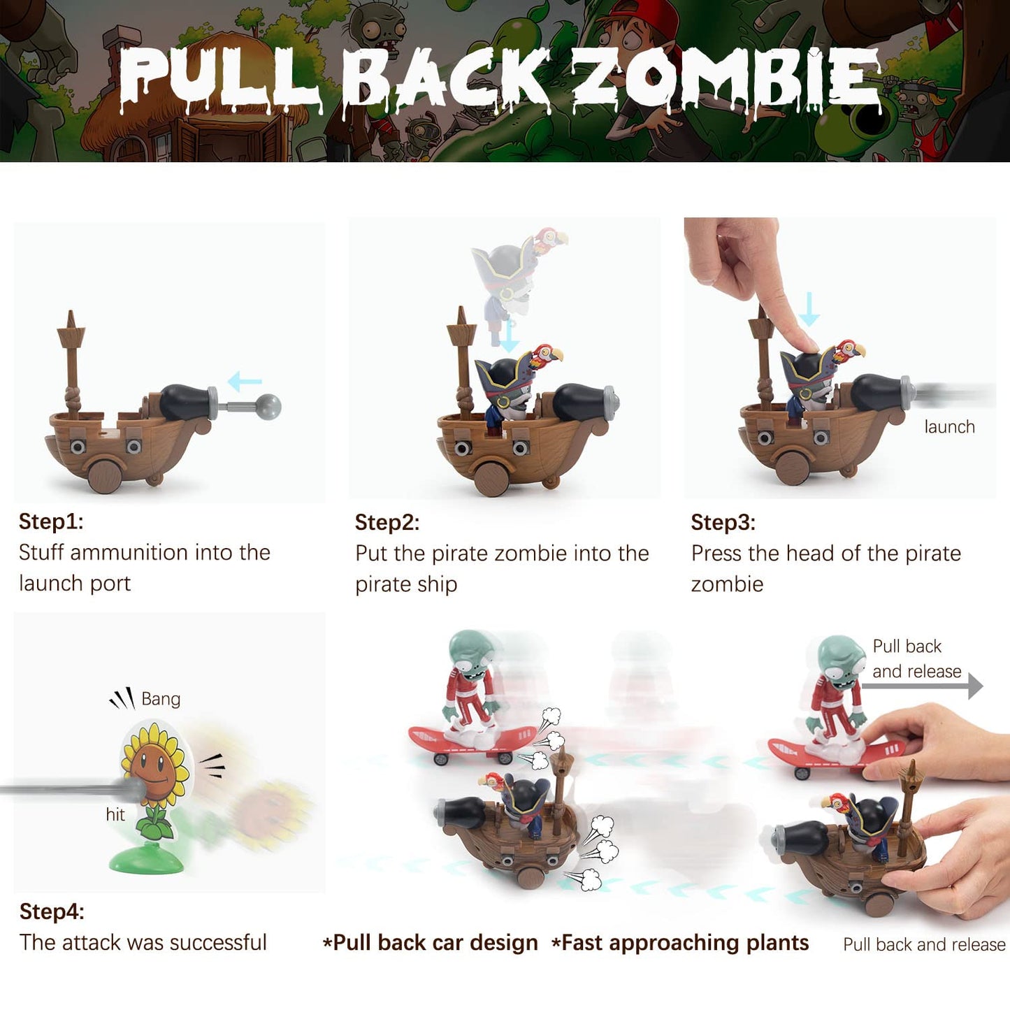 Maikerry PVZ 7pcs Figurines Set with Battlefield Map – PVC Plants Toys for Kids