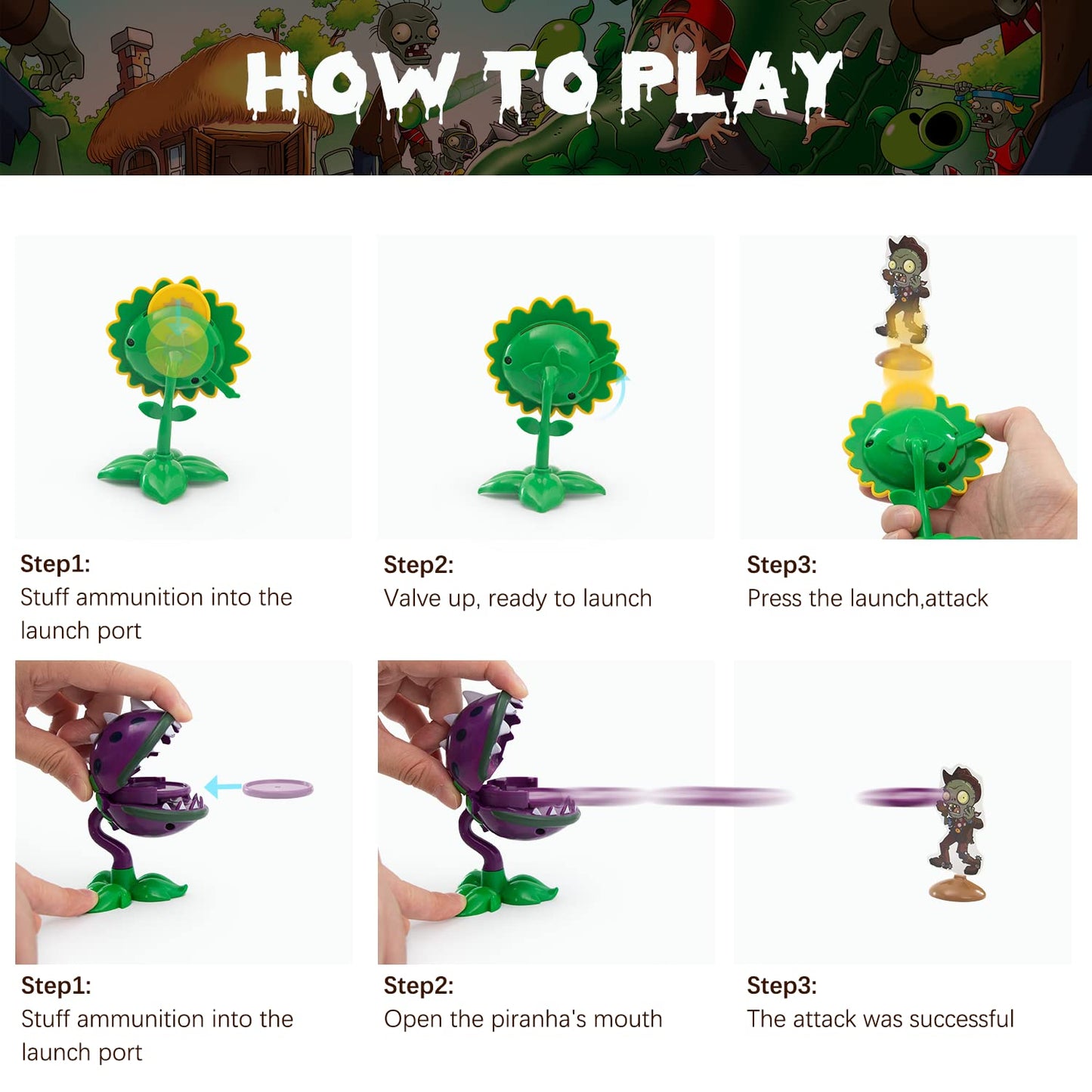 Maikerry PVZ 7pcs Figurines Set with Battlefield Map – PVC Plants Toys for Kids