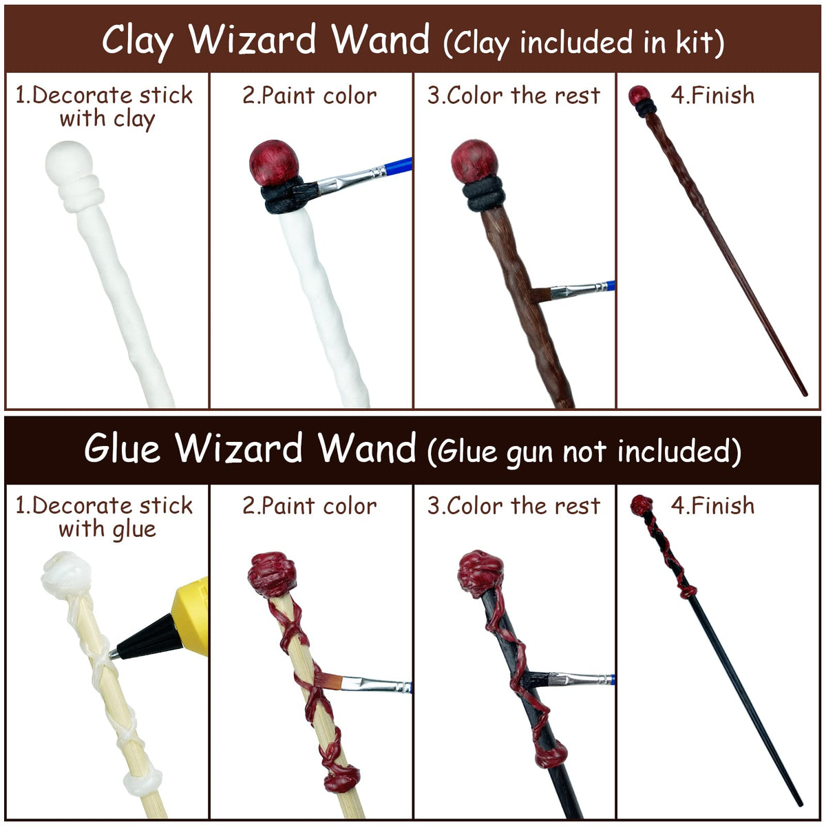 Maikoi Magic Wizard Wand Kit – DIY Craft Set for Kids & Adults (24 Wands, 67-Piece)
