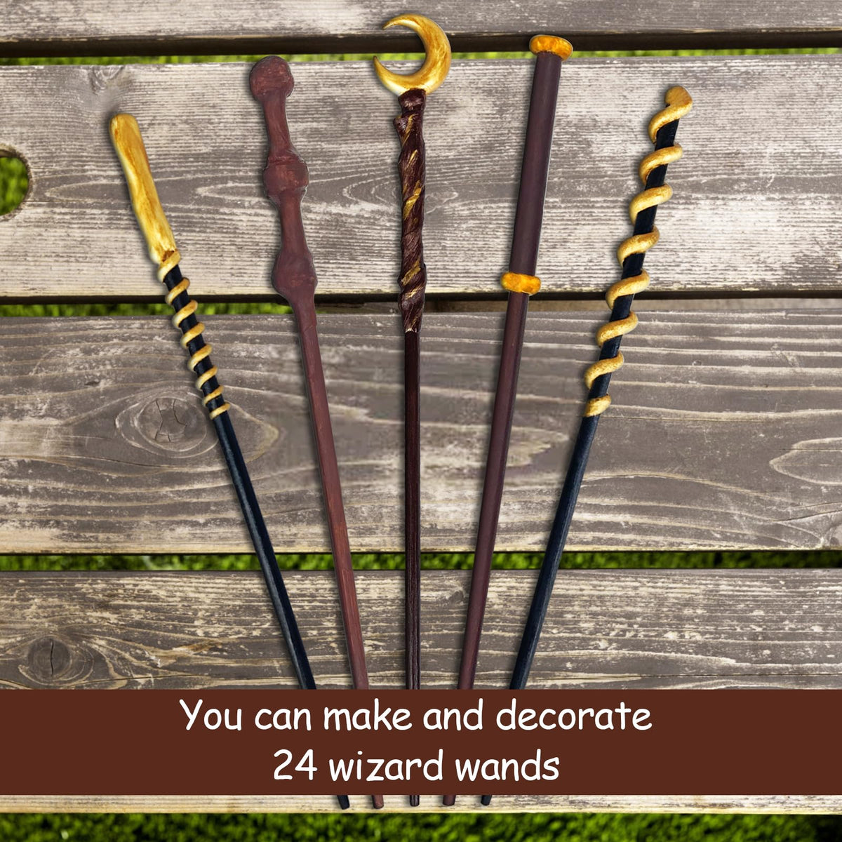 Maikoi Magic Wizard Wand Kit – DIY Craft Set for Kids & Adults (24 Wands, 67-Piece)