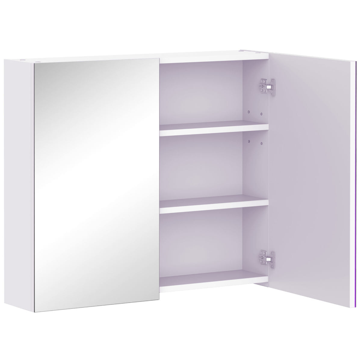 HOMCOM Wall Mounted Bathroom Mirror Storage Cabinet w/ Door Adjustable Shelf