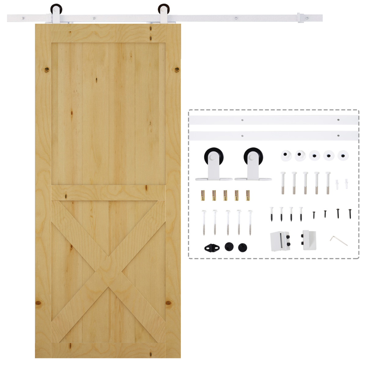 6ft Modern Carbon Steel Sliding Door Track Kit White