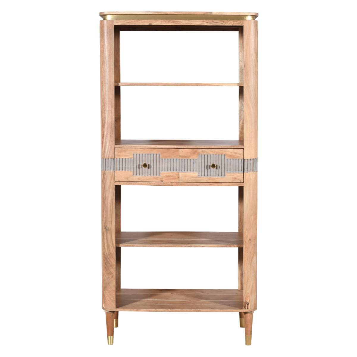 Wilton Acacia Wood 2 Drawers Open Bookcase