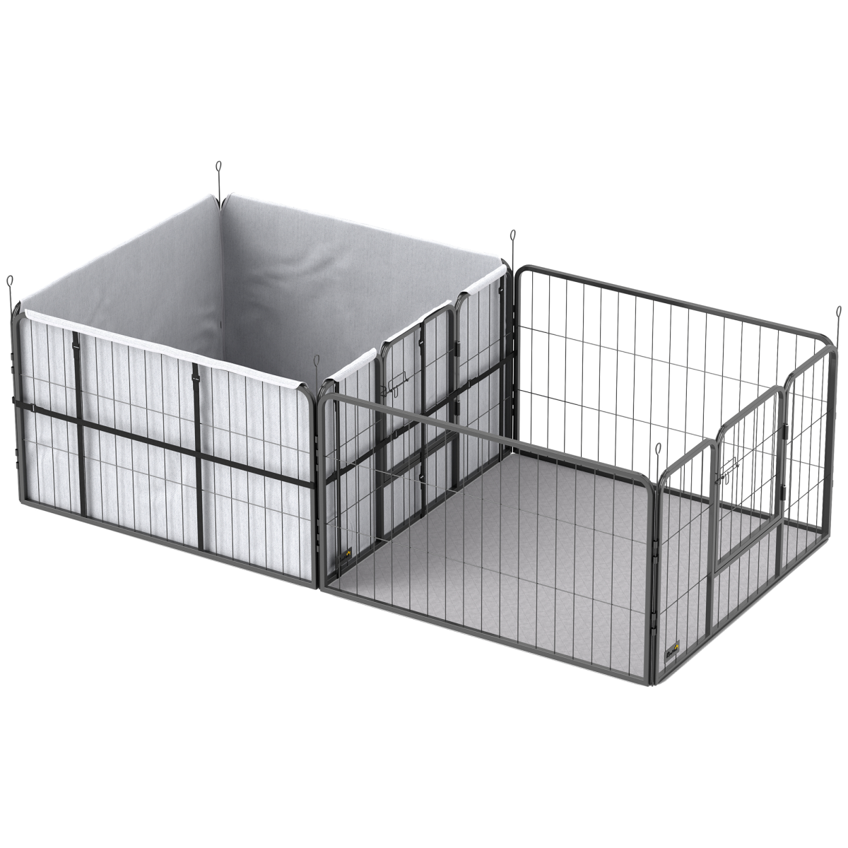 PawHut 7 Panel Whelping Box for Dogs and Puppies, Dog Playpen with Pee Pads