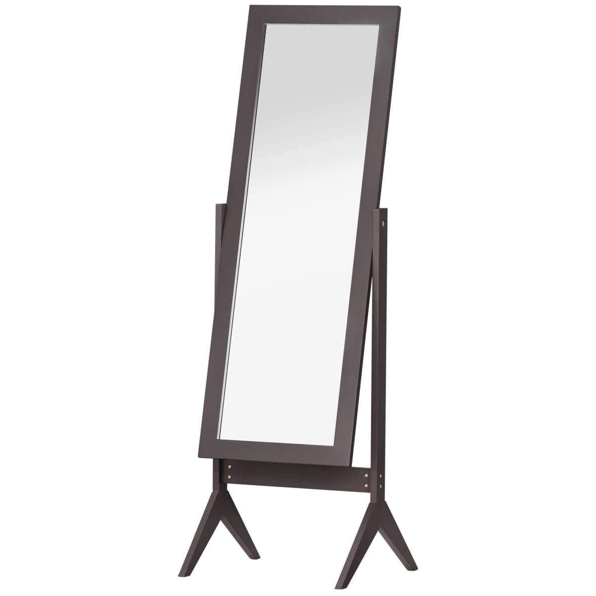 Freestanding Dressing Mirror 148x47cm Adjustable Angle Dark Brown Frame