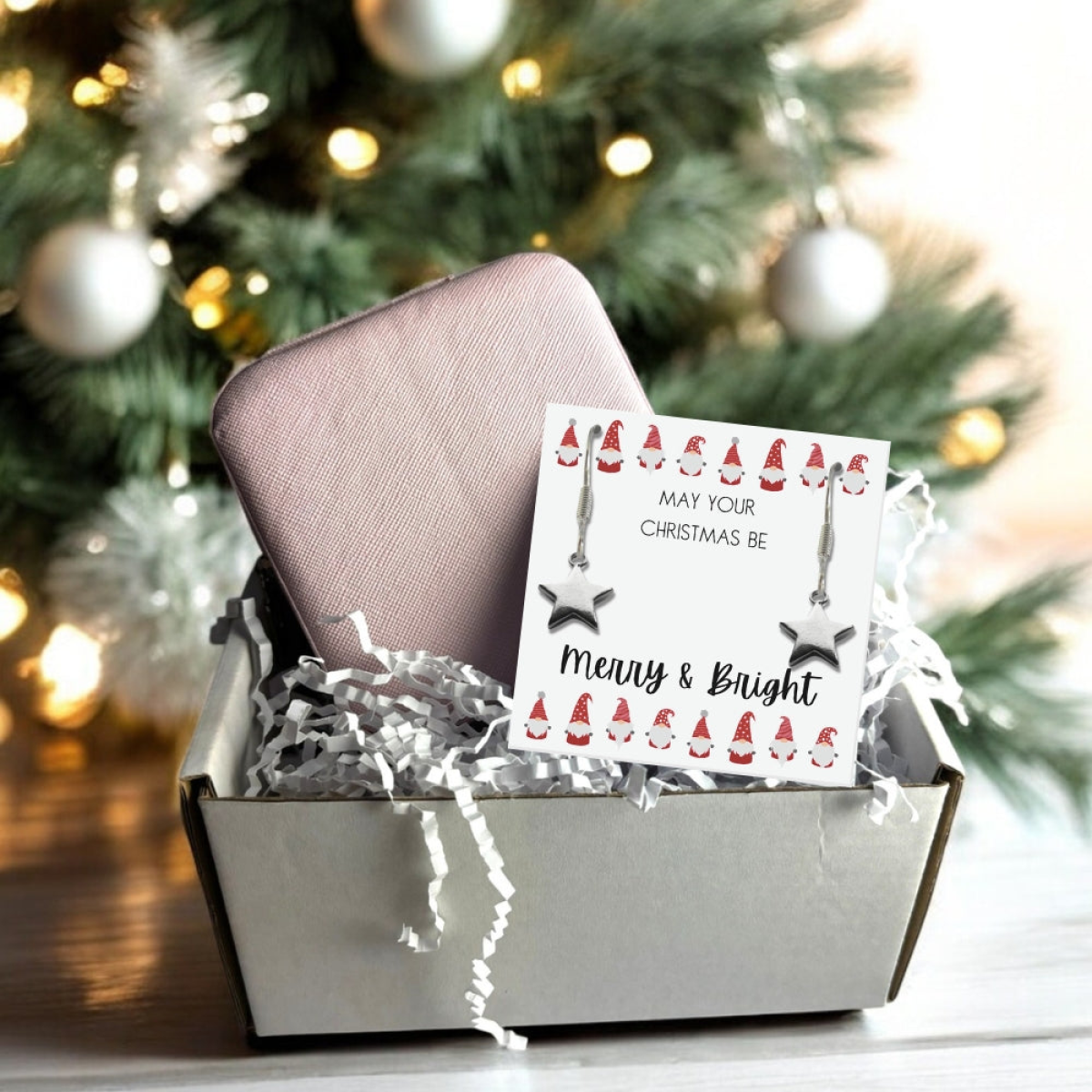 Merry & Bright Christmas Hamper Star Earrings & Jewellery Box