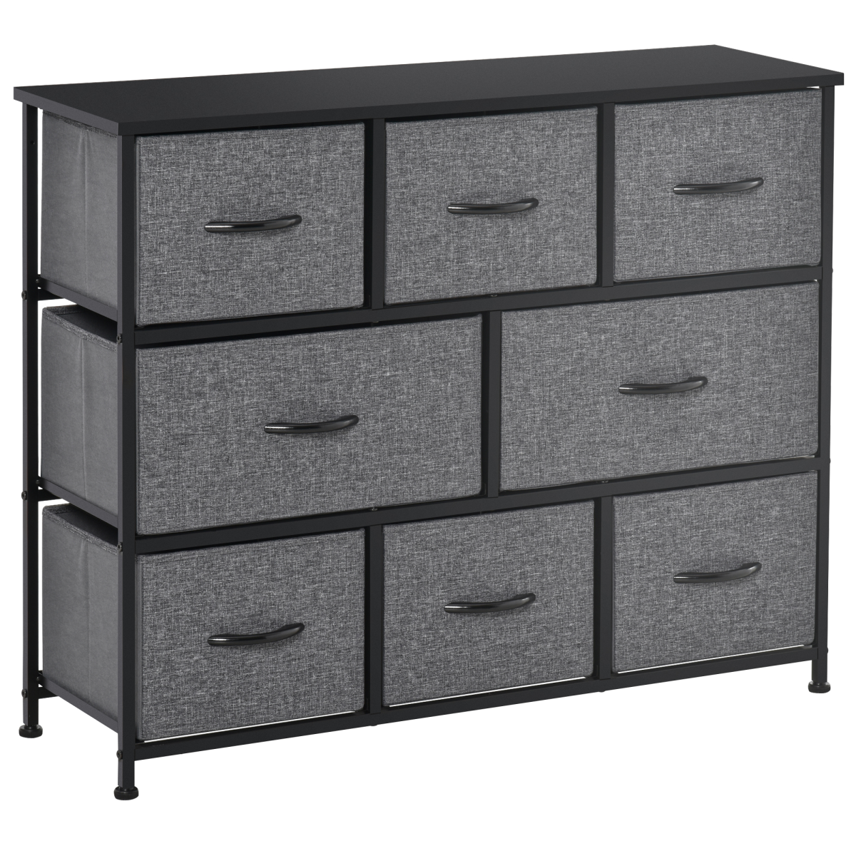 HOMCOM Chest of Drawers Bedroom Dresser with 8 Fabric Drawers, Dark Grey