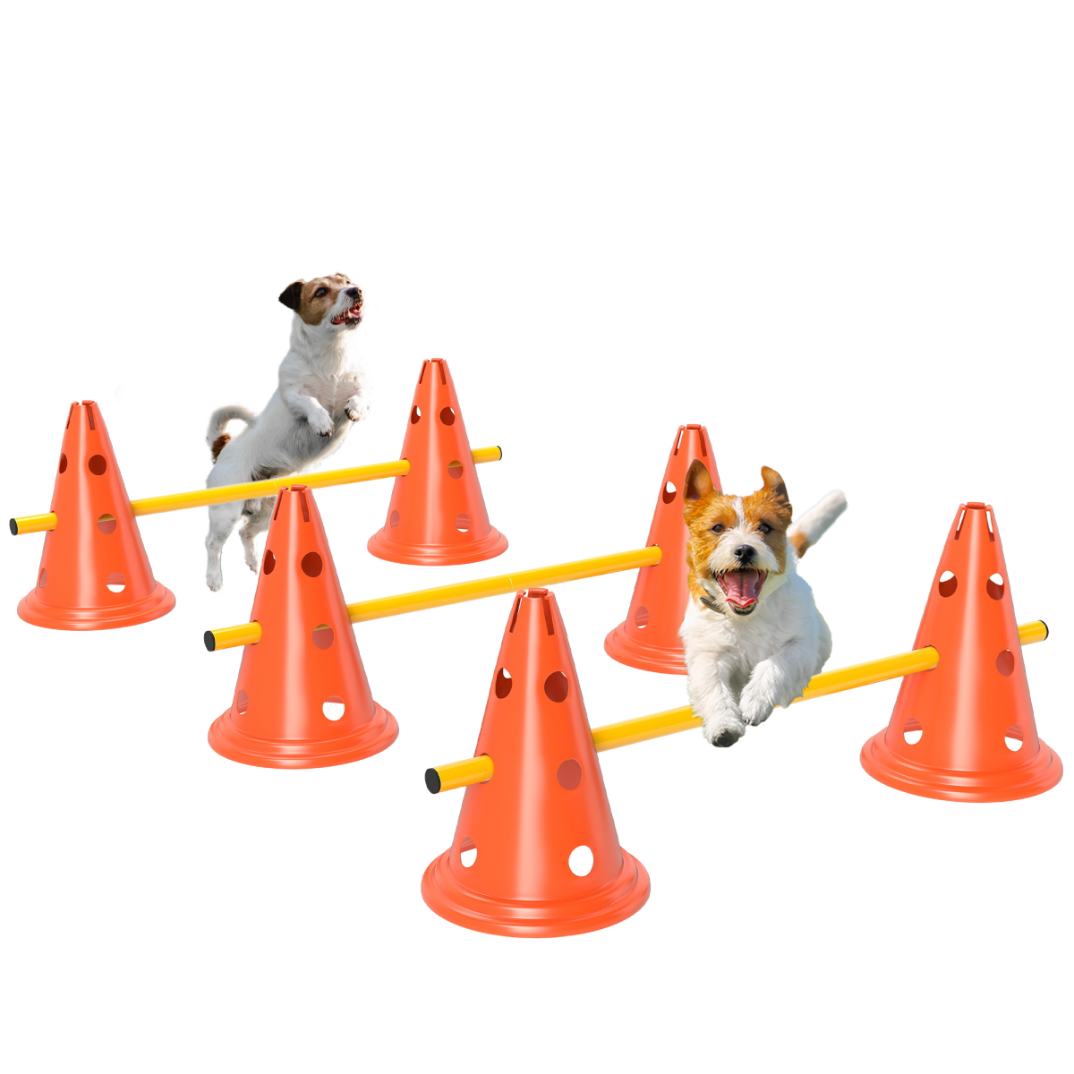 PawHut Dog Agility Equipment Set, 3 PCS Adjustable Height Jumping Obstacles
