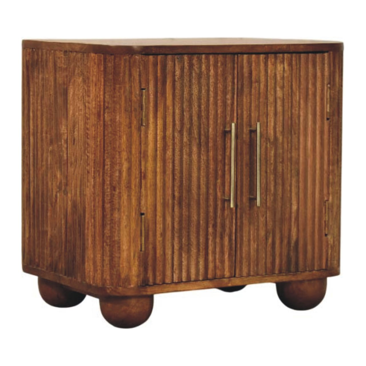 Artisan Furniture Solid Wood Solis Fluted Mini Sideboard, 2 Doors, 2 Shelves, Beige