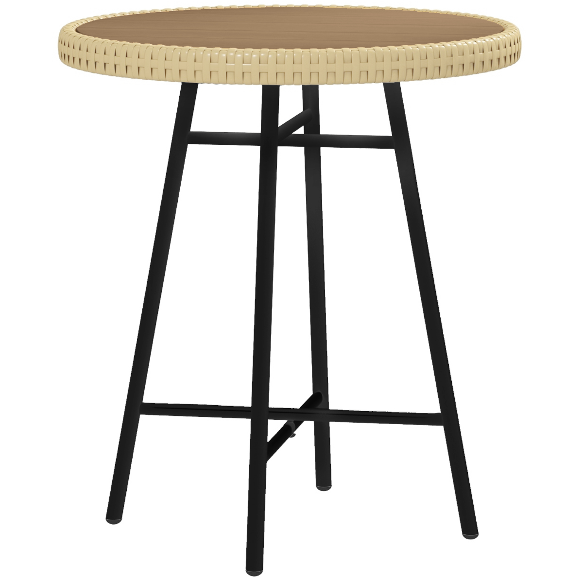 Outsunny PE Rattan Side Table for Indoor, Outdoor, Balcony, Patio, Natural