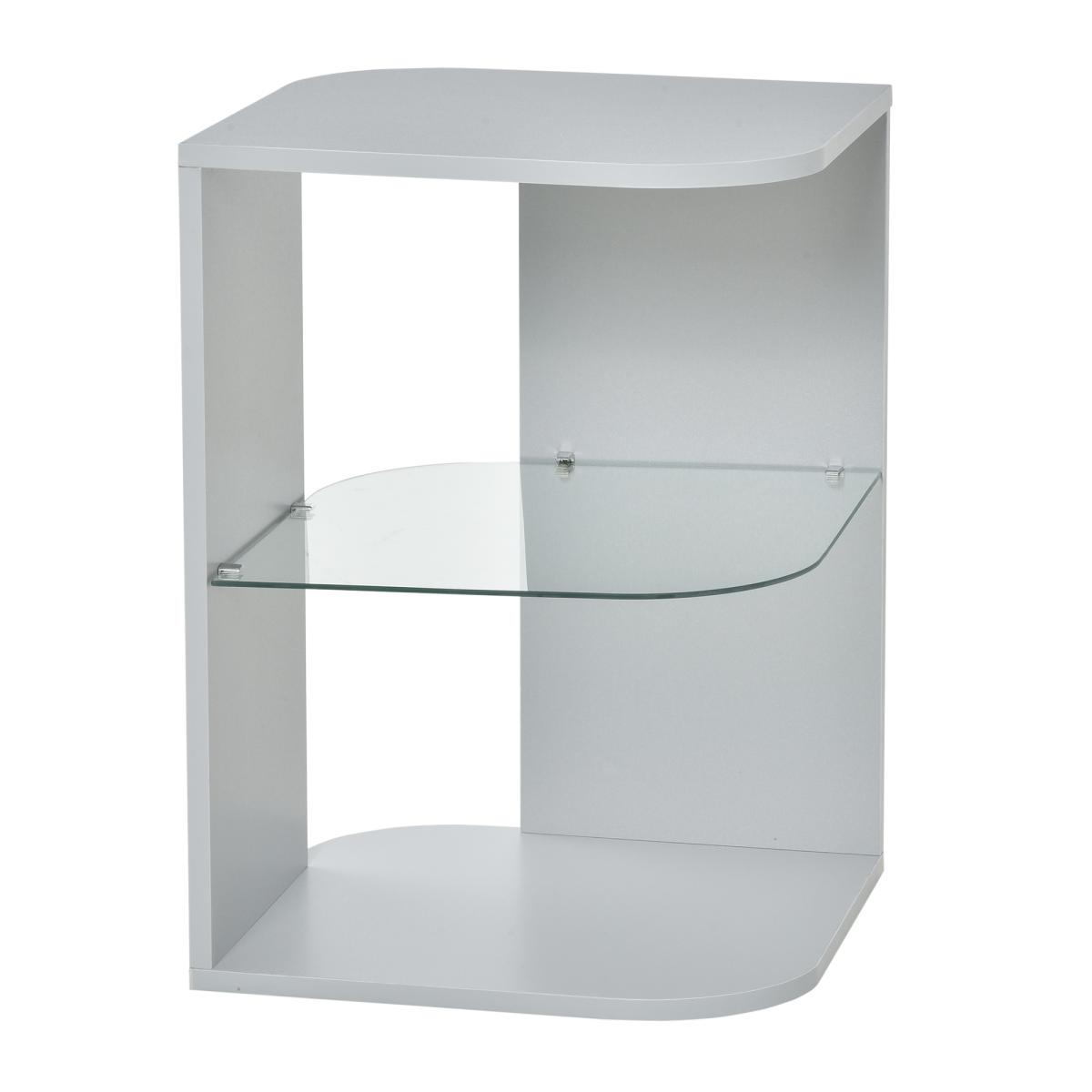 HOMCOM Modern Side Table Three Layer Bedside Table w/ Storage Shelves, Grey