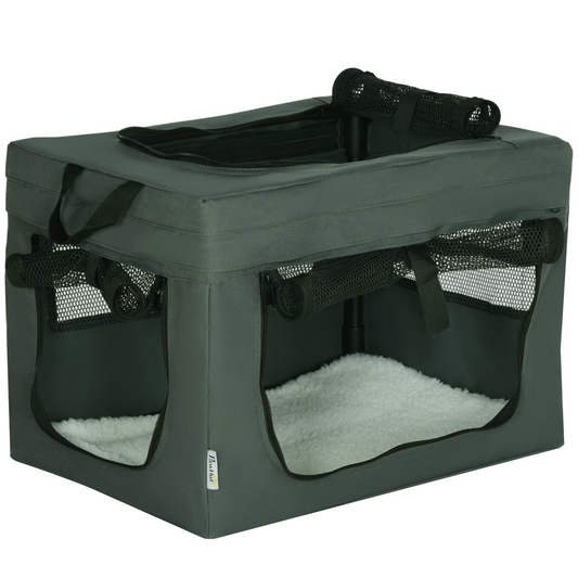 48.5cm Foldable Pet Carrier, Cat Bag w/ Cushion, for Miniature Dogs - Grey