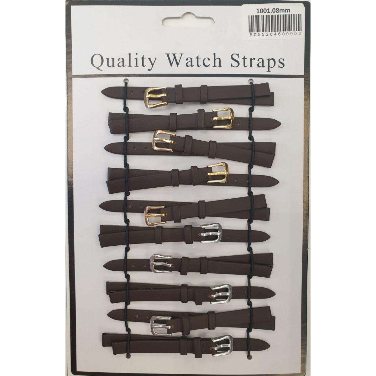 Brown Leather Watch Straps Pk10 size 8mm 1001BK