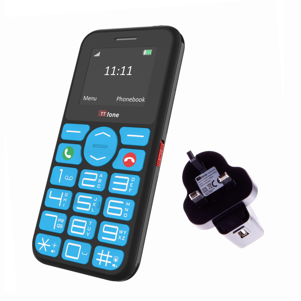 TTfone TT190 Big Button Basic Senior Unlocked Emergency Mobile Phone - Simple Cheapest Phone with Mains Charger and EE Sim Card