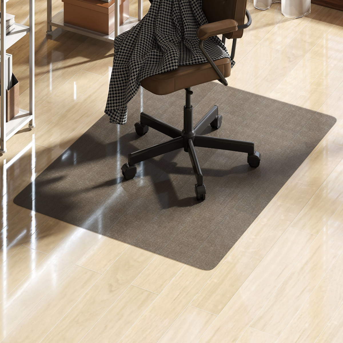 HOMCOM Home Office Hard Floor Protector Chair Mat Non Slip Frosted, Black