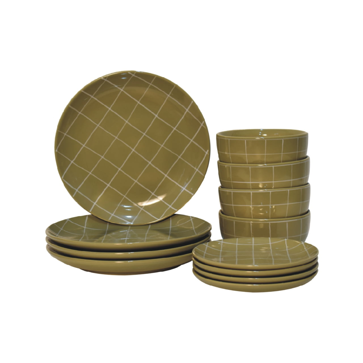 Artisan Furniture Serveware - Dahlia Plate Set, Olive Green