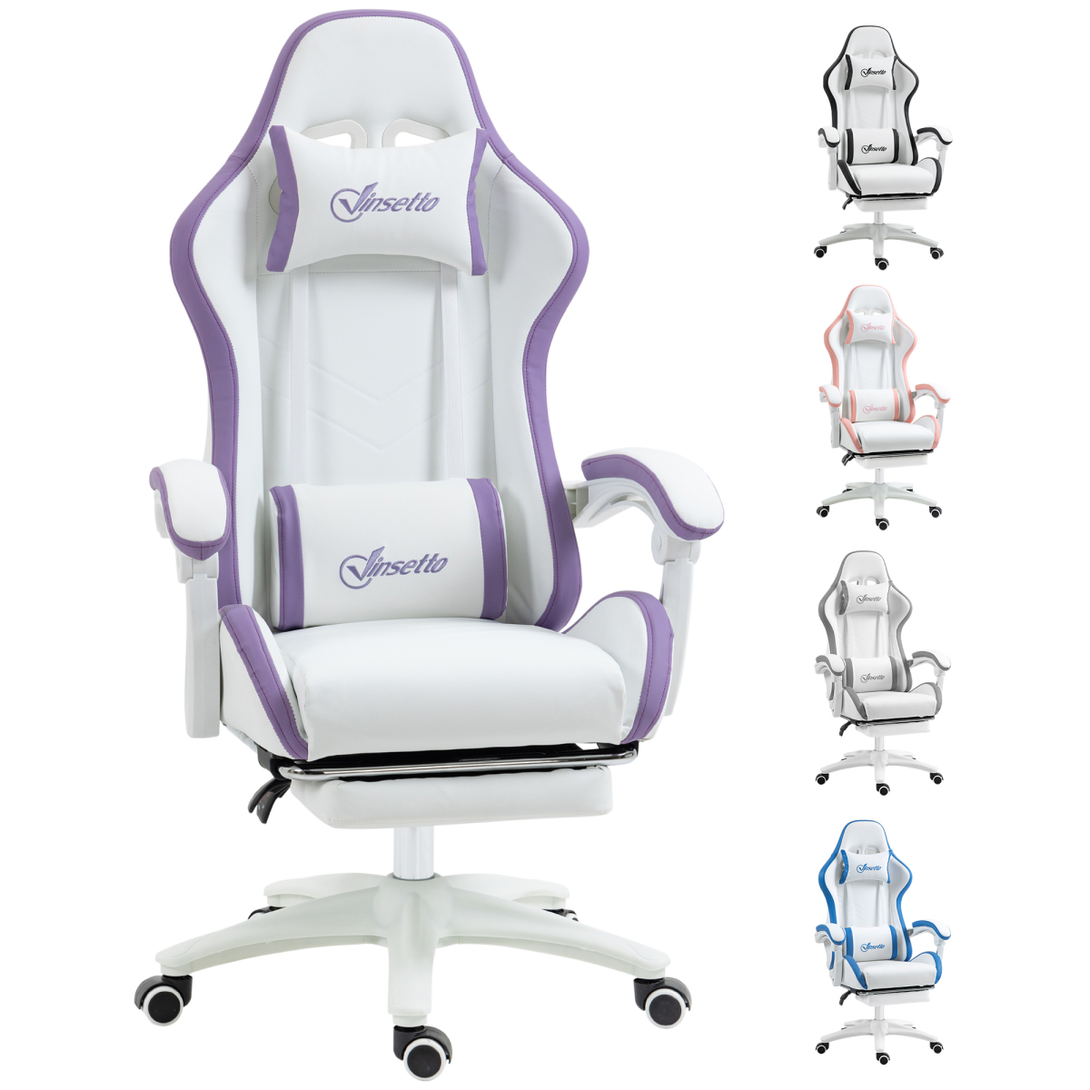 Vinsetto Racing Style Gaming Chair with Reclining Function Footrest, Purple