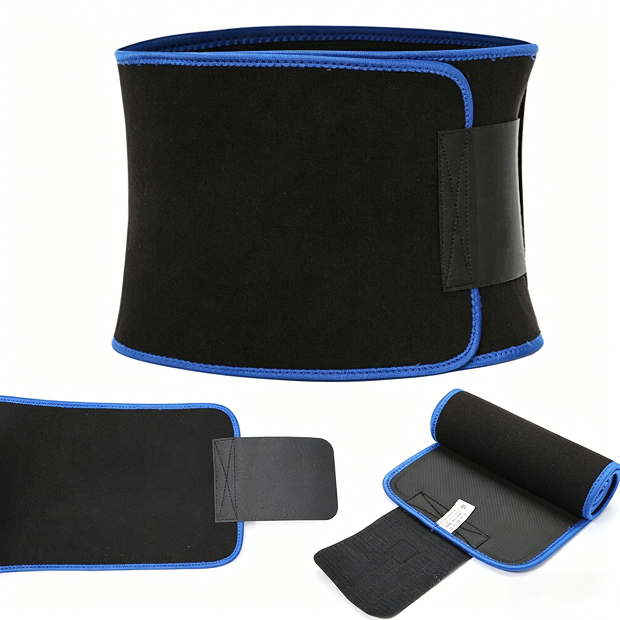 Waist Trimmer Belt Sport Workout Shaper Burner Slimming Belt W/ Phone Pocket Blue-Black
