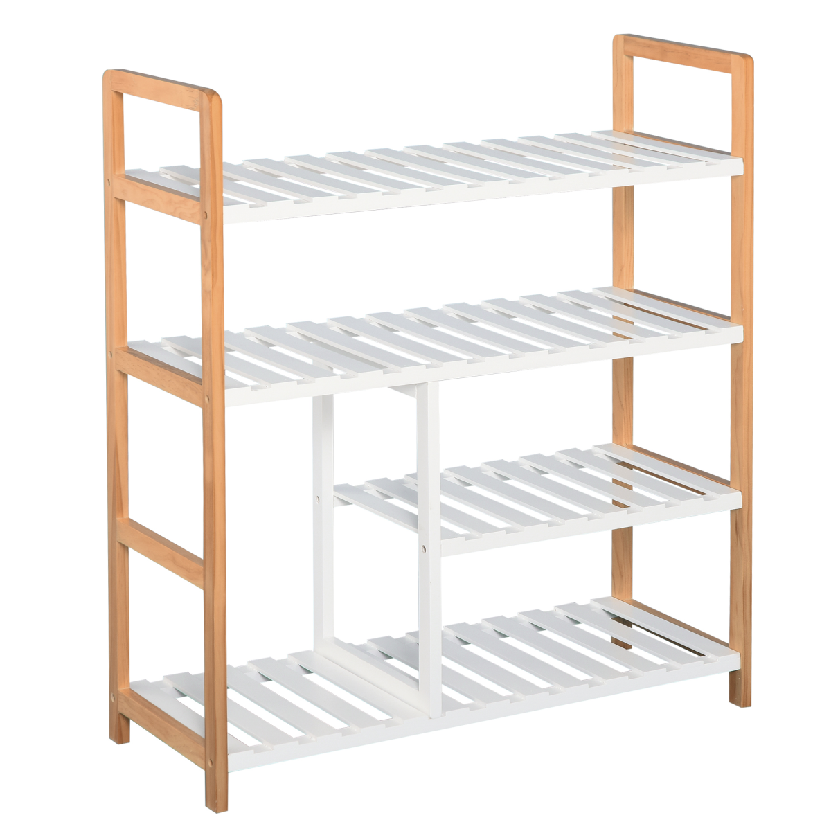 4-Tier Shoe Rack Simple Home Storage  Wood Frame Boot Compartment Home