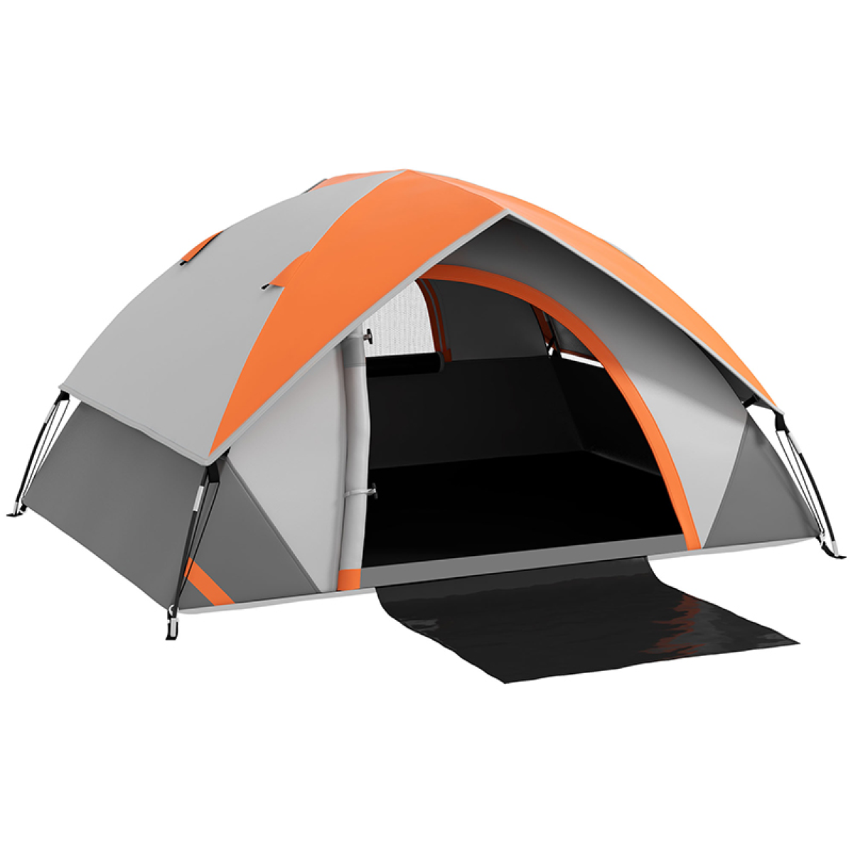 Outsunny Camping Tent, 2 Man Family Tent, Grey and Orange