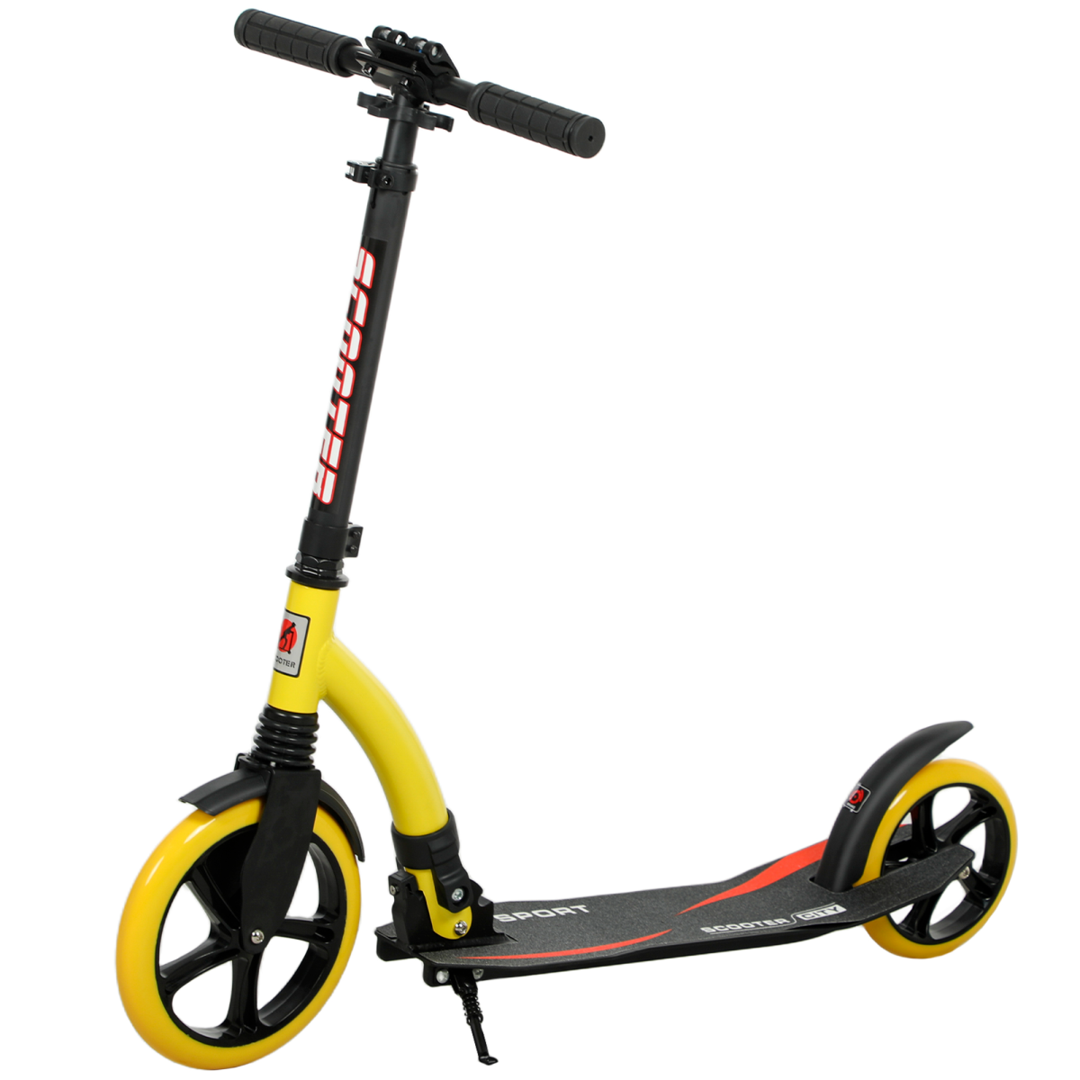HOMCOM Teens Adult Kick Scooter Foldable Adjust Aluminium For 14 Yellow