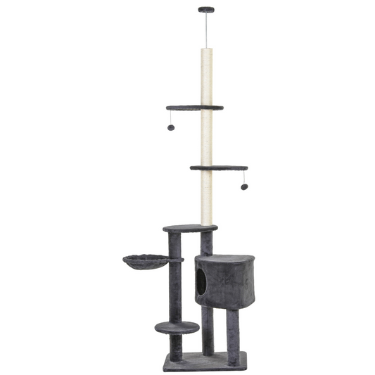5-Tier Grey Sisal Multi-Level Cat Tree Tower with Scratching Posts Pawhut