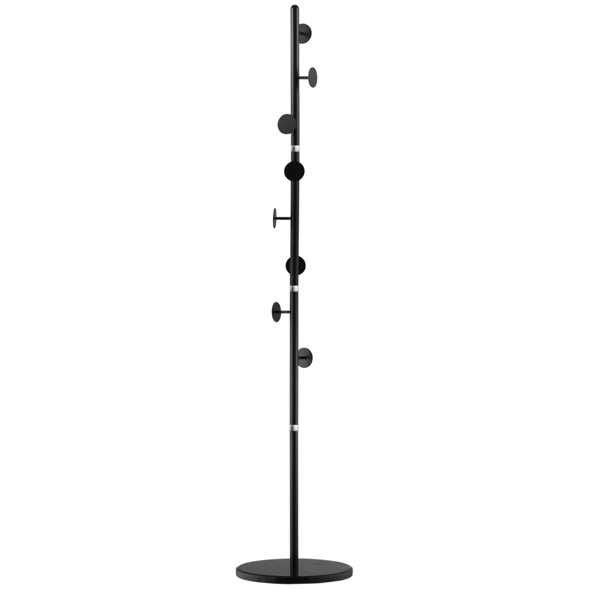 Steel Coat Stand Rack Marble Base 8 Hook for Living Room Entryway,Black