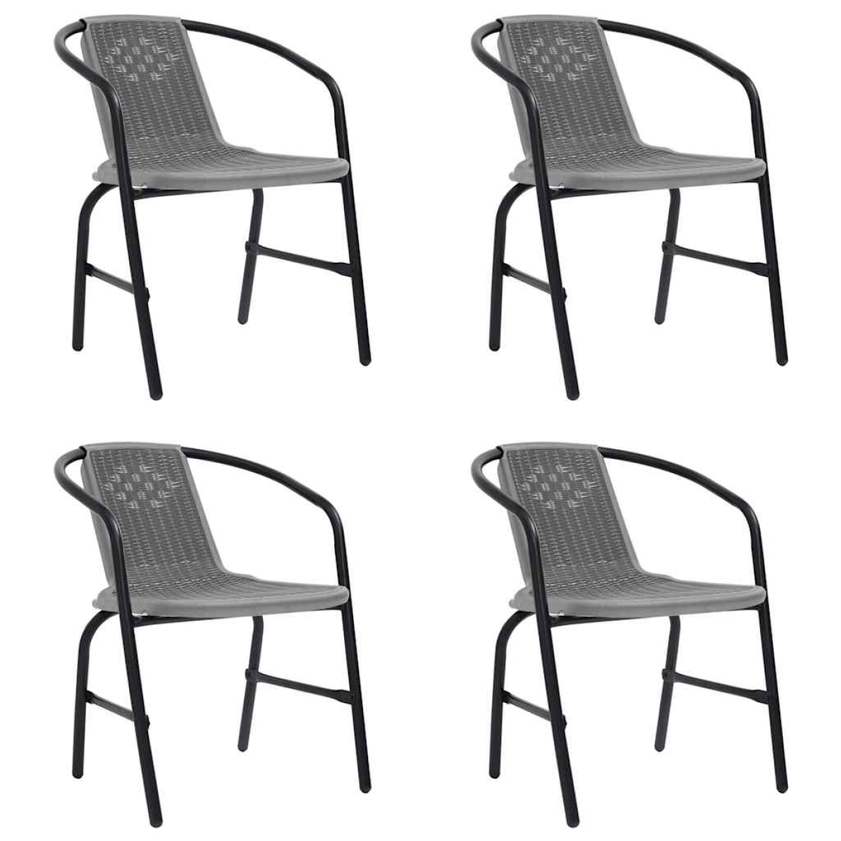 vidaXL Garden Chair | Set of 4 | Black | Plastic rattan, steel | Standard