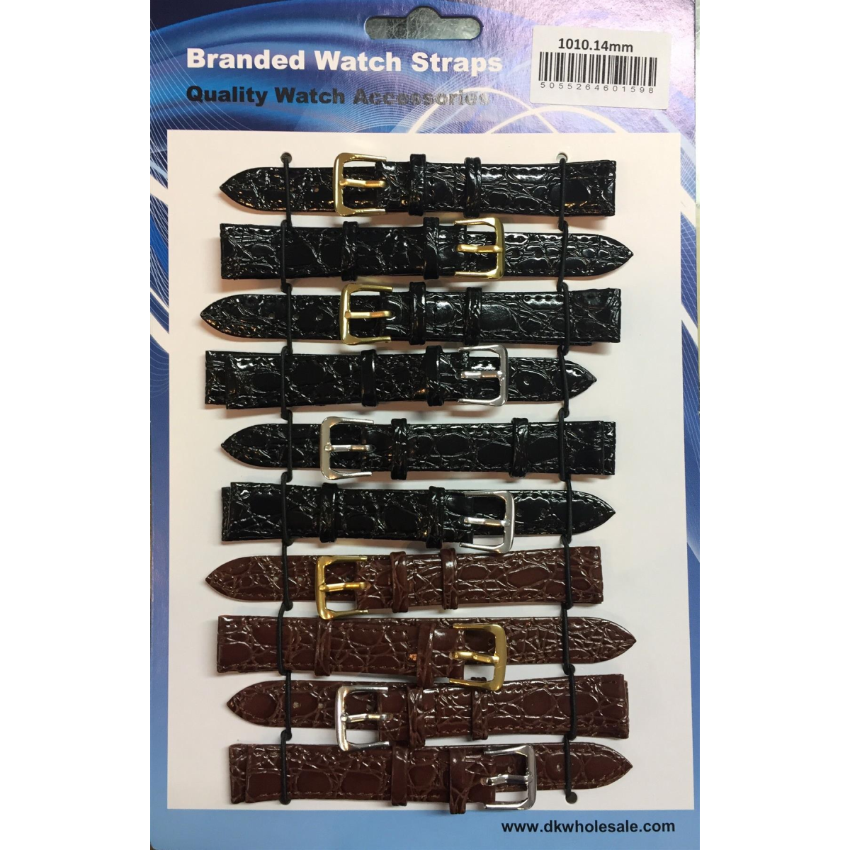 Brown/Black Leather Croc Grain Watch Straps Pk10 14mm 1010