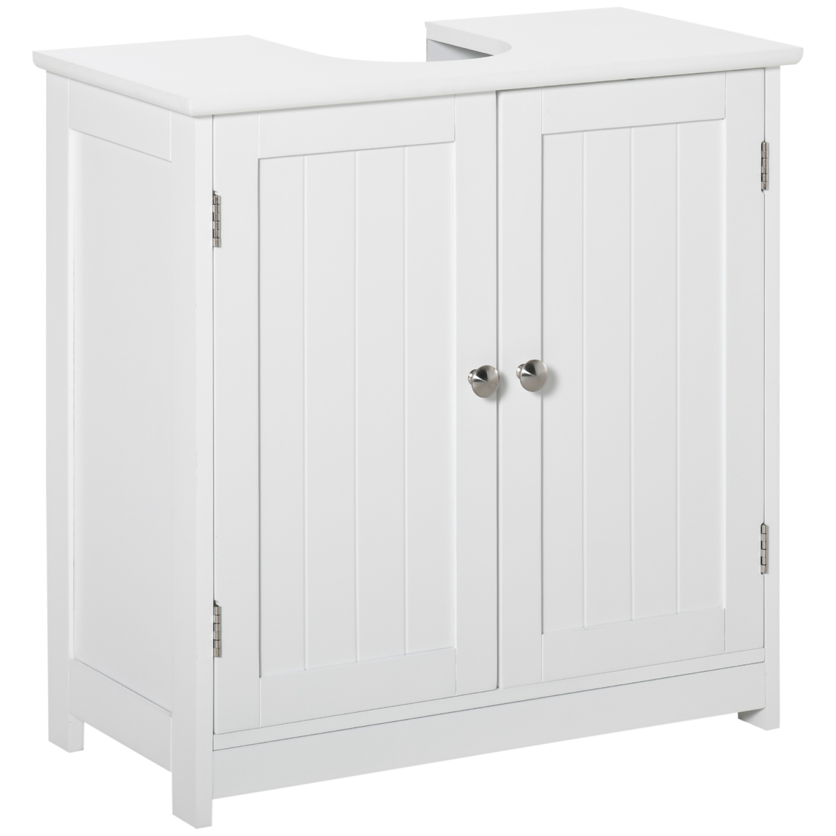kleankin 60x60cm Under-Sink Storage Cabinet  Adjustable Shelf Drain Hole White