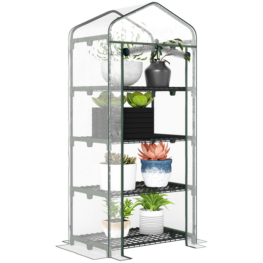 4 Tiers Mini Portable Greenhouse Metal Frame Transparent 160x70x50cm