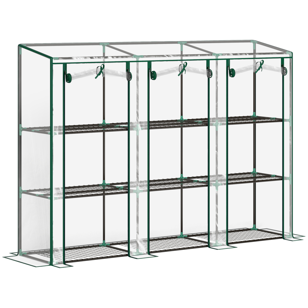 Outsunny 3 Tier Lean-to Mini Greenhouse with Plastic Cover, Clear