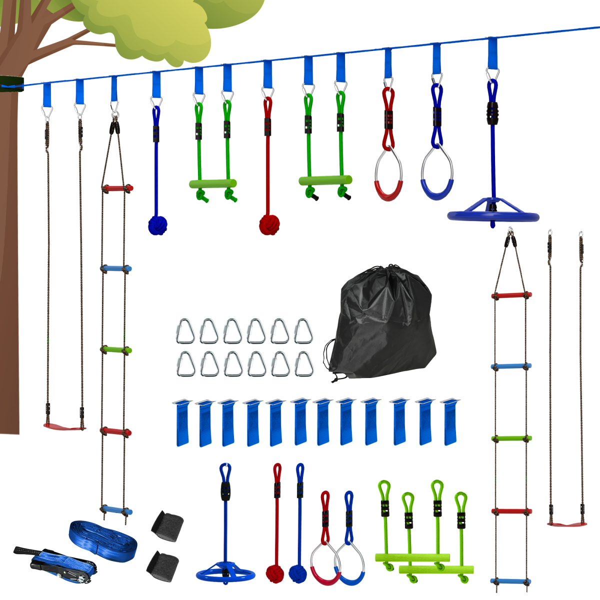 Multicoloured Zipline Kit - Safe Outdoor Fun for Children Aged 3-6