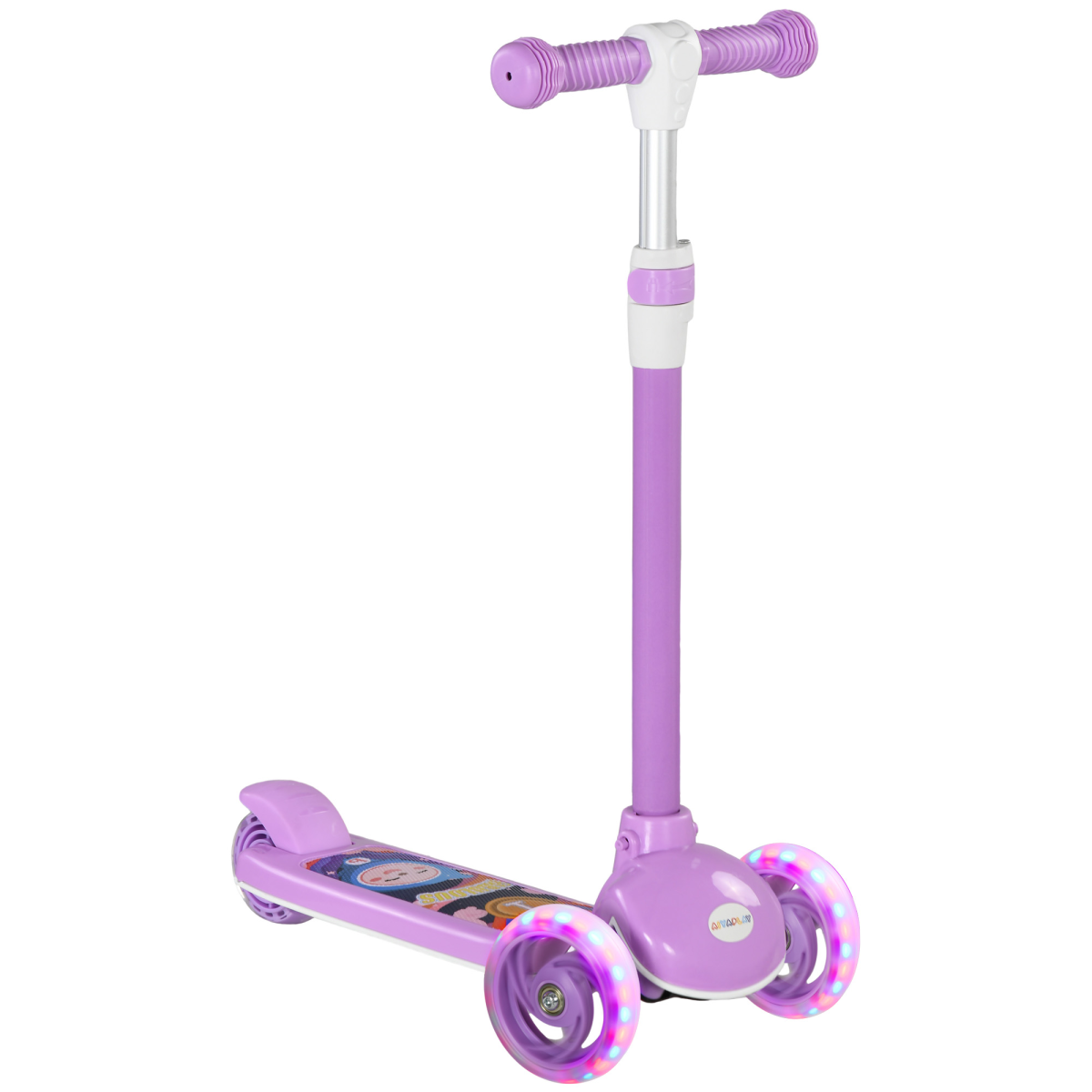 AIYAPLAY Kids 3 Wheel Scooter for 2-6 Years Old w/ Adjustable Height, Purple