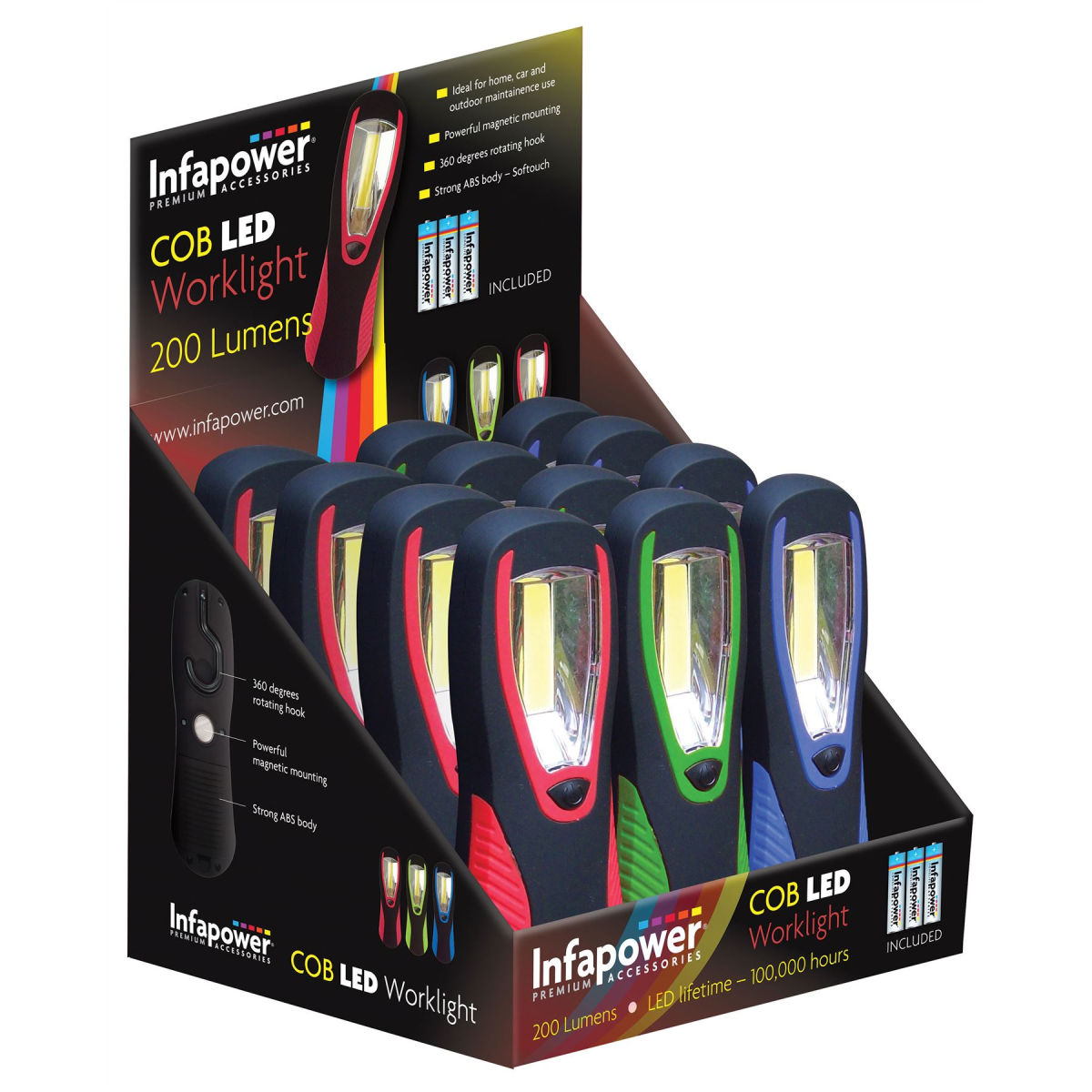 Infapower COB LED Torch 200 Lumens (Pack of 12)