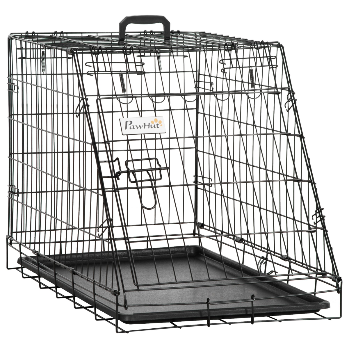 Metal Collapsible Car Dog Cage Transport Carrier Removable Tray 77 x 47 x 55cm
