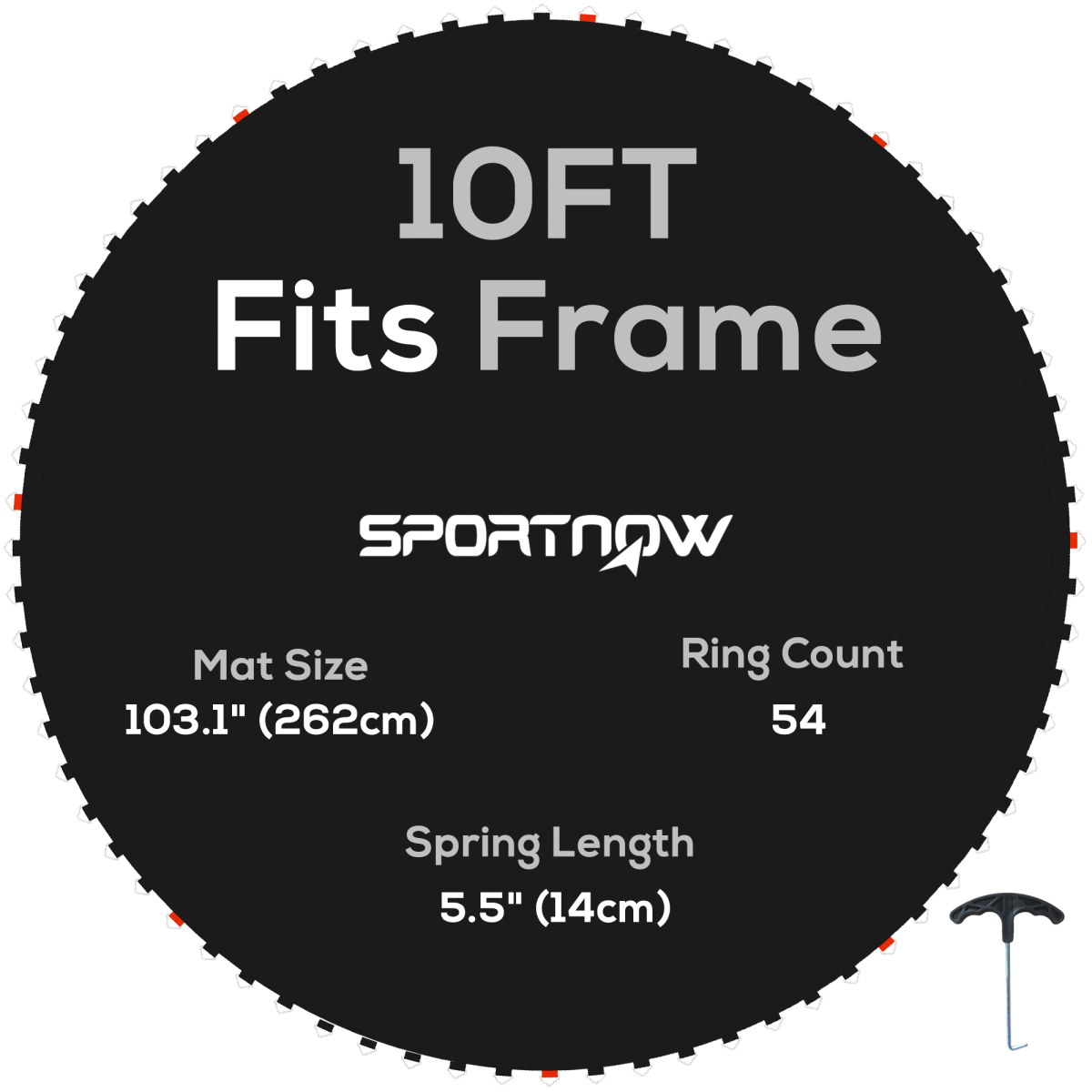 SPORTNOW Trampoline Mat with 54 V-Hooks, for 10ft Trampoline