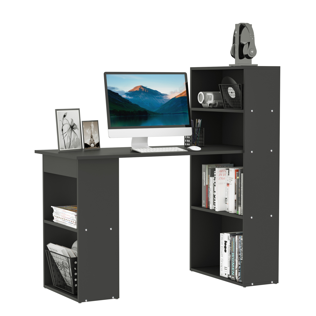 Computer Desk, 120Lx55Dx120H cm-Black